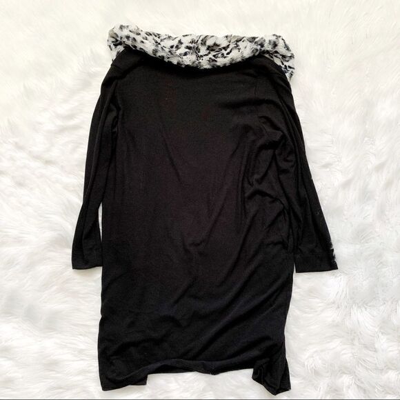 KAREN KANE Faux Fur Collar Long Cardigan. - Picture 5 of 6